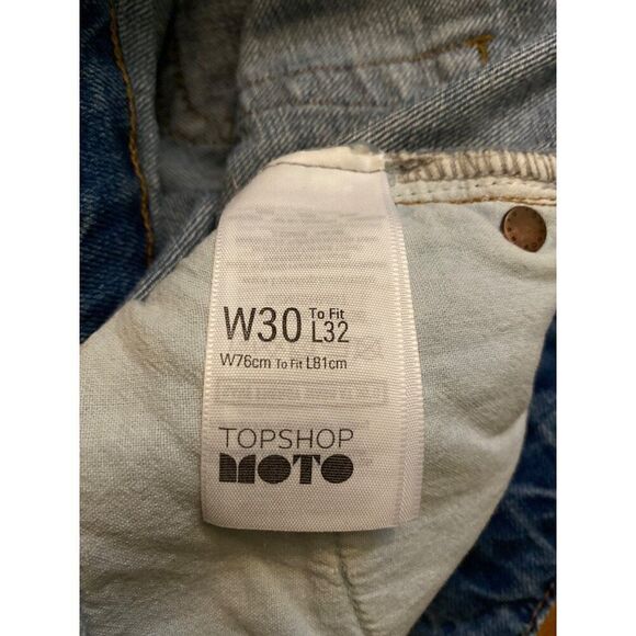 Topshop Moto Mom womens mid wash high rise straight leg rolled hem jeans W30 L32 - Picture 6 of 10